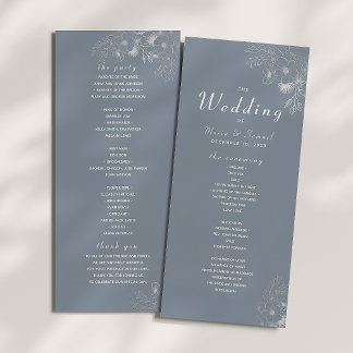 Programa Dusty Blue Elegant Wedding Ceremony