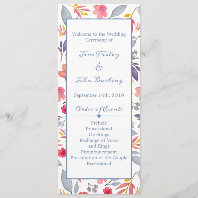 Programa Dusty Blue Floral Program (Anverso)