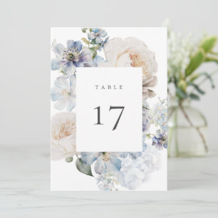 Programa Dusty Blue Garden Floral Table Number Card