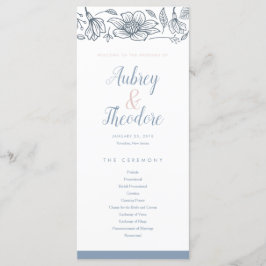 Programa Dusty Blue & Rubor Flowers Wedding Program