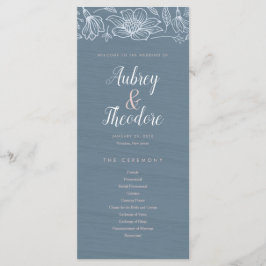 Programa Dusty Blue & Rubor Flowers Wedding Program - Oscur
