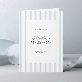 Programa Dusty Blue Striped Elegance Classy Wedding