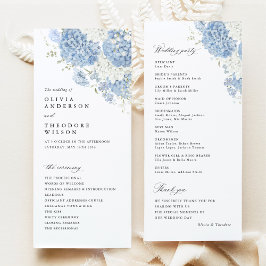 Programa Dusty Blue White Watercolor Wedding Ceremony