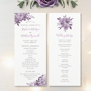 Programa Dusty Mauve Rosas florales Boda acuarela