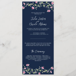 Programa Dusty Navy Blue Pink Hibiscus Bloom Shower