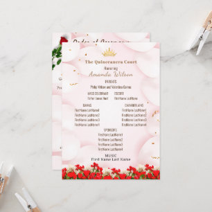 Programa editable de celebración de quinceañera ro