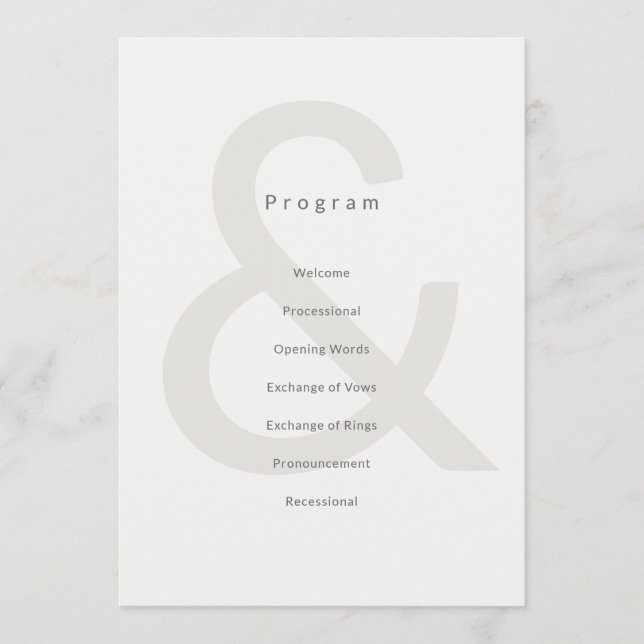 Programa Editorial Typography Wedding Program (Anverso)