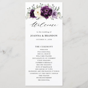Programa Eggplant Purple Plum Marfil White Floral Boda