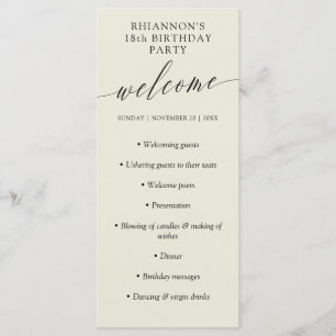 Programa Eggshell Delicate Calligraphy Birthday Party