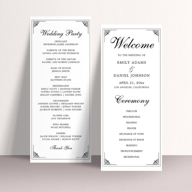 Programa El elegante Boda formal en blanco y negro (Subido por el creador)