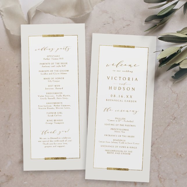 Programa Elegancia enmarcada Boda sencillo y moderno (Framed Elegance Simple Modern Classy Wedding Program)