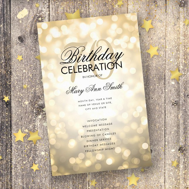Programa Elegant 70 Birthday Lights Gold Menu (Subido por el creador)