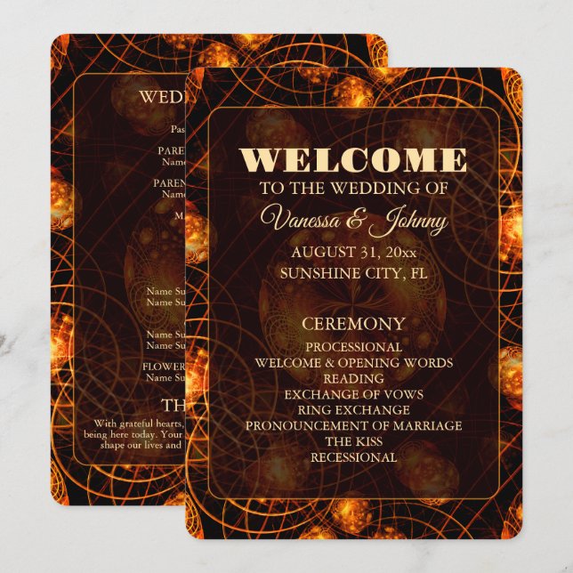 Programa Elegant Classic Boho Modern Gold #901 Wedding (Anverso / Reverso)