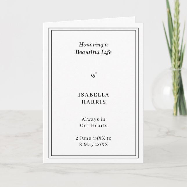 Programa Elegant Classic Funeral Service Design (Anverso)