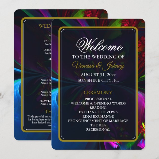 Programa Elegant Classic Modern Floral Pattern #902 Wedding (Anverso / Reverso)