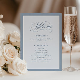 Programa Elegant Dusty Blue Border | Luxe Wedding Welcome