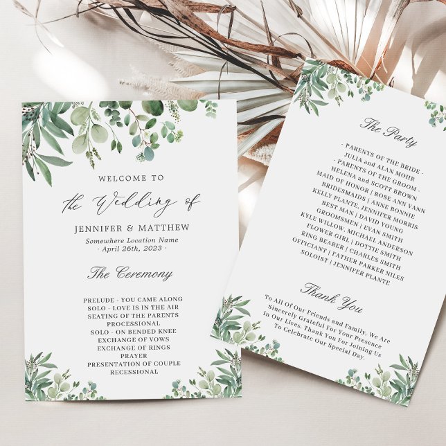 Programa Elegant Eucalyptus Leaves Greenery Wedding (Subido por el creador)