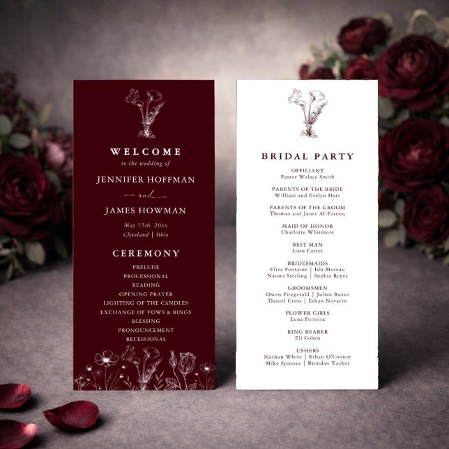 Programa Elegant Floral Burgundy Wedding  (Subido por el creador)