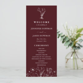 Programa Elegant Floral Burgundy Wedding 