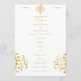 Programa Elegant Gold and White Damask Wedding