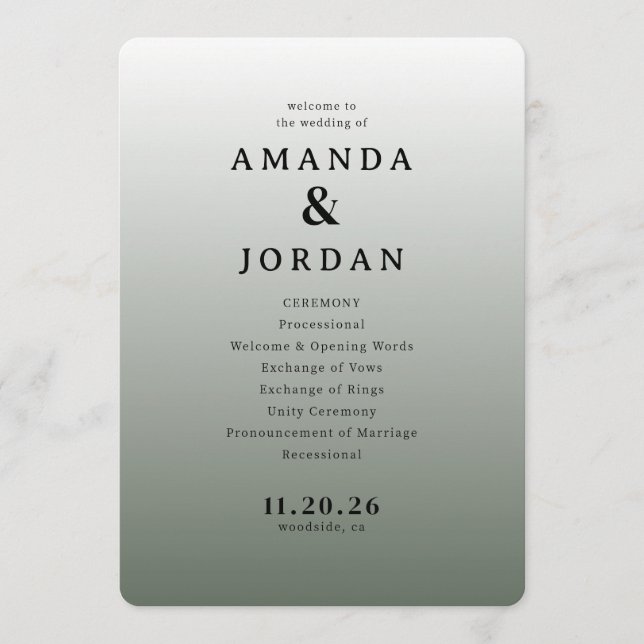 Programa Elegant Gray Minimalist Wedding Ceremony (Anverso)