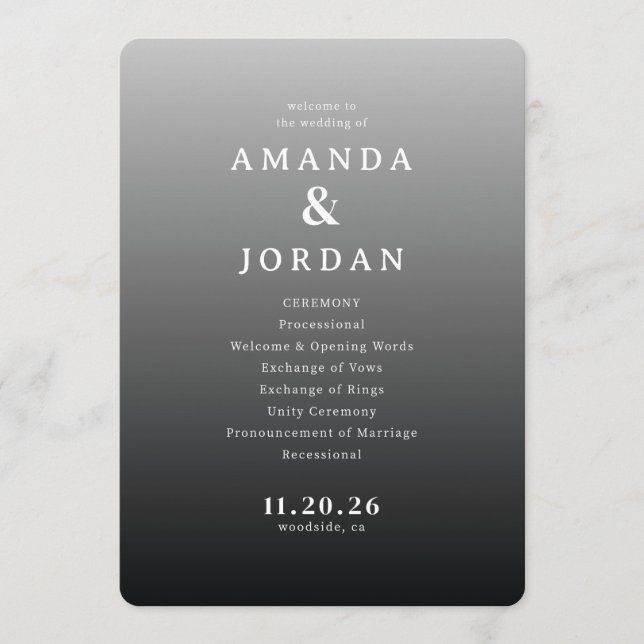 Programa Elegant Gray Minimalist Wedding Ceremony (Anverso)