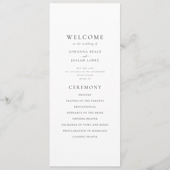 Programa Elegant Minimal Palm Tree Wedding Program (Anverso)