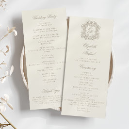Programa Elegant Monogram Crest Ivory Wedding Program