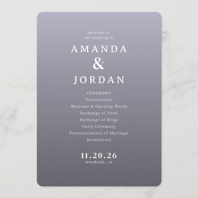 Programa Elegant Purple Wedding Ceremony Template (Anverso)