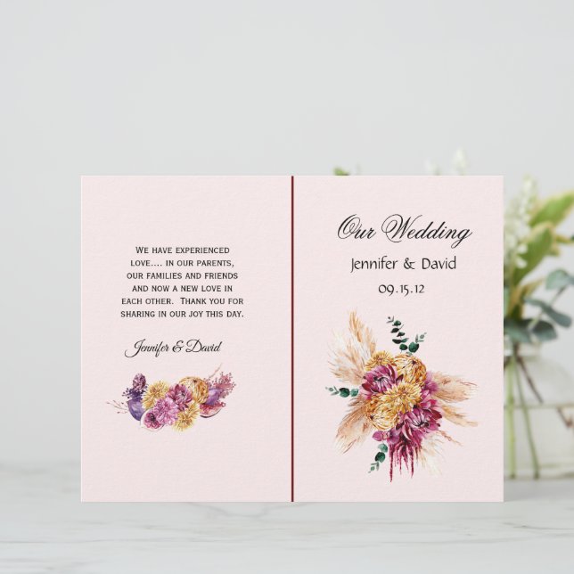 Programa Elegant Scroll & Hearts Wedding (Anverso de pie)