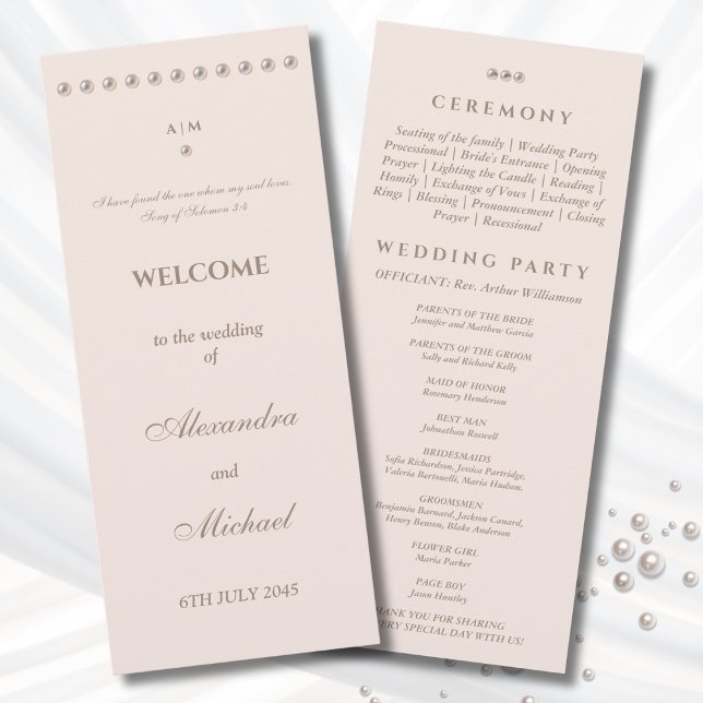 Programa Elegant Simple Pearl Christian Wedding Program (Subido por el creador)