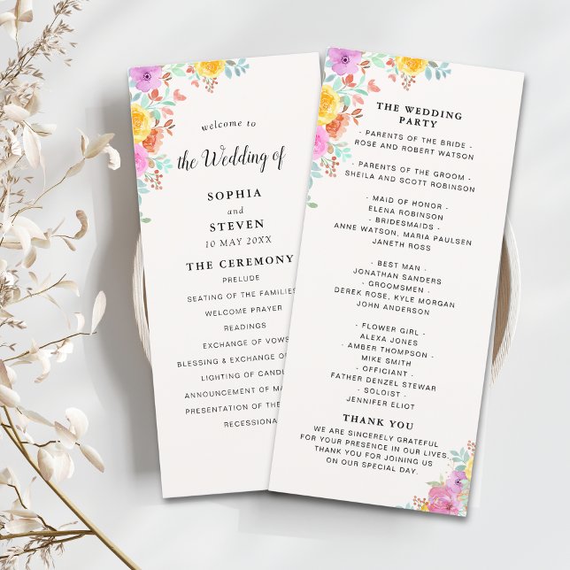 Programa Elegant Spring Flowers Botanical Wedding (Subido por el creador)
