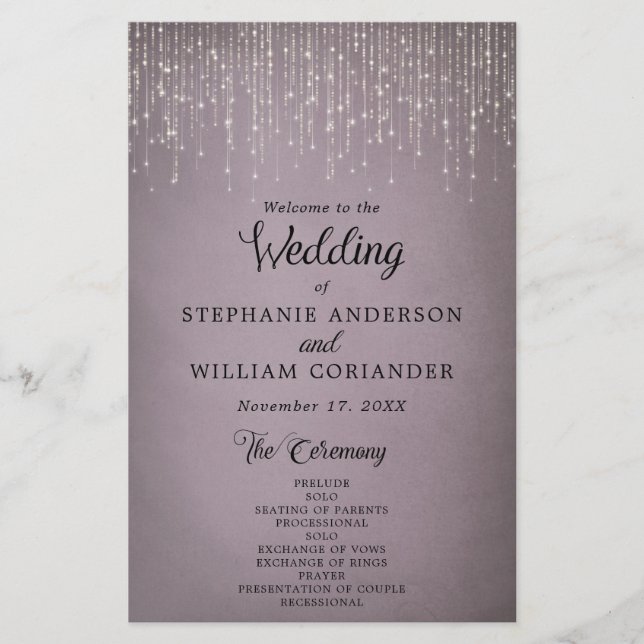 Programa Elegant String Lights Mauve Wedding (Anverso)