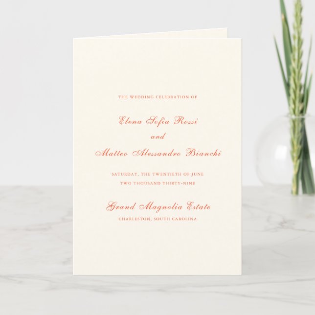 Programa Elegant Terracotta Modern Classic Wedding (Anverso)