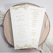 Elegant Vintage Botanical  Gold Wedding Program