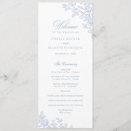 Programa Elegant Vintage Floral Frame Dusty Blue Wedding 