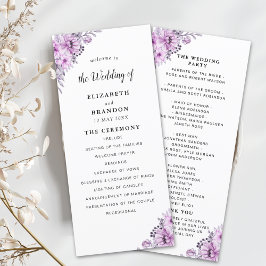 Programa Elegant Violet Watercolor Flowers - Wedding 