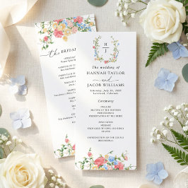 Programa Elegant Watercolor Wildflower Wedding Program