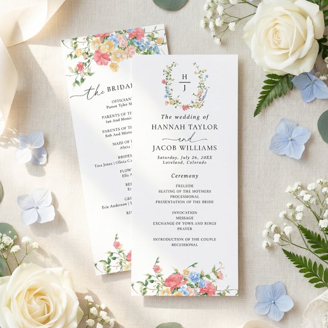 Programa Elegant Watercolor Wildflower Wedding Program (Subido por el creador)