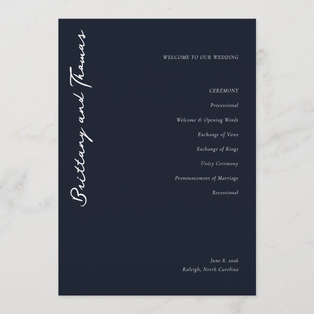 Programa Elegant Wedding Ceremony Program (Anverso)