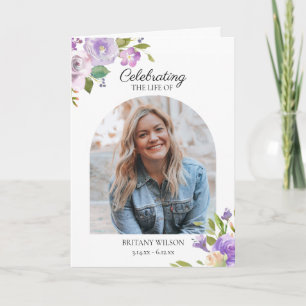 Programa Elegante acuarela Floral Photo Funeral Memorial