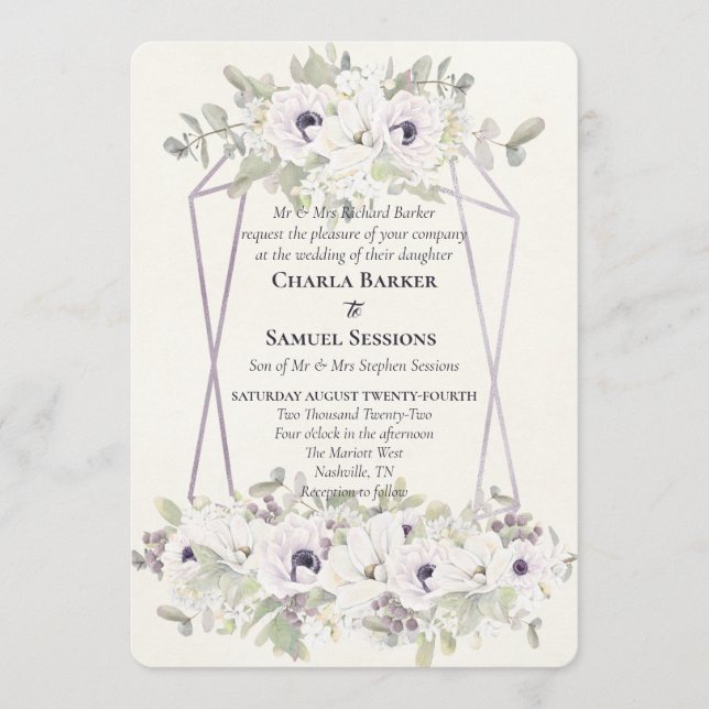 Programa Elegante acuarela Floral suave de lavanda Invitaci (Anverso)