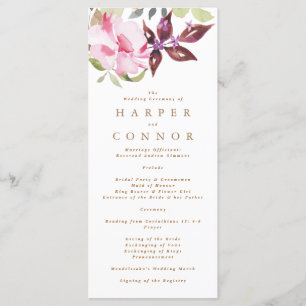 Programa Elegante acuarela Hermoso Boda