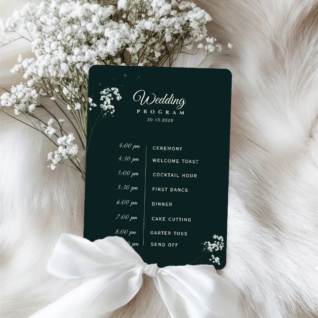Programa Elegante Aflor de bebé Verde Esmeralda para Boda (Subido por el creador)
