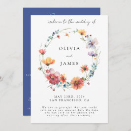 Programa Elegante bienvenida Boda de verano con flores silv