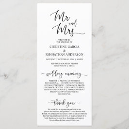 Programa Elegante Black Script, Sr. y Sra., Boda Ceremony