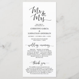 Programa Elegante Black Script, Sr. y Sra., Boda Ceremony