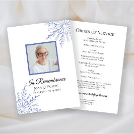 Programa Elegante Blue Winter Snowflakes Funeral Service