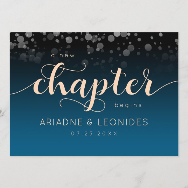 Programa Elegante Boda azul oceánico Peach Un Capítulo Nuev (Anverso)