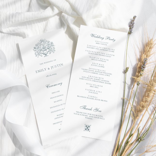 Programa Elegante Boda barroco azul turbio (Subido por el creador)